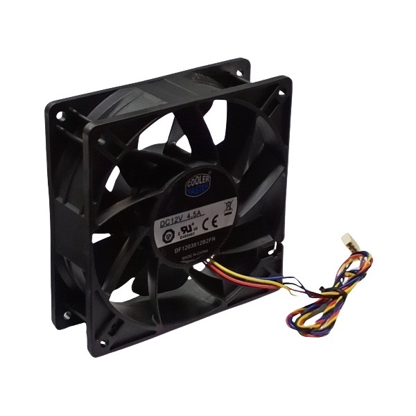 فن ۱۲ ولت ۴.۵ آمپر ۱۲ در ۱۲ سانتی پهنای ۳.۸ سانتی متر برند COOLER MASTER فن ۱۲ ولت ۴.۵ آمپر ۱۲ در ۱۲ سانتی پهنای ۳.۸ سانتی متر برند COOLER MASTER
