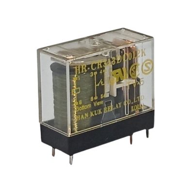 رله کتابی شیشه ای ۱۲ ولت 16 آمپر ۶ پایه تک کنتاکت کره ای